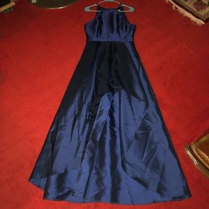 High Low Navy Blue Prom Dress